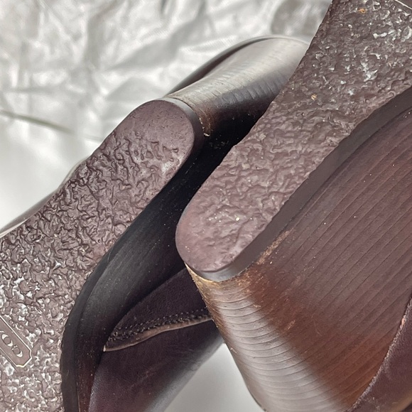 Preloved Coach Leather Ankle High Wedge Heels Shoes Size 6 - Picture 9 of 13